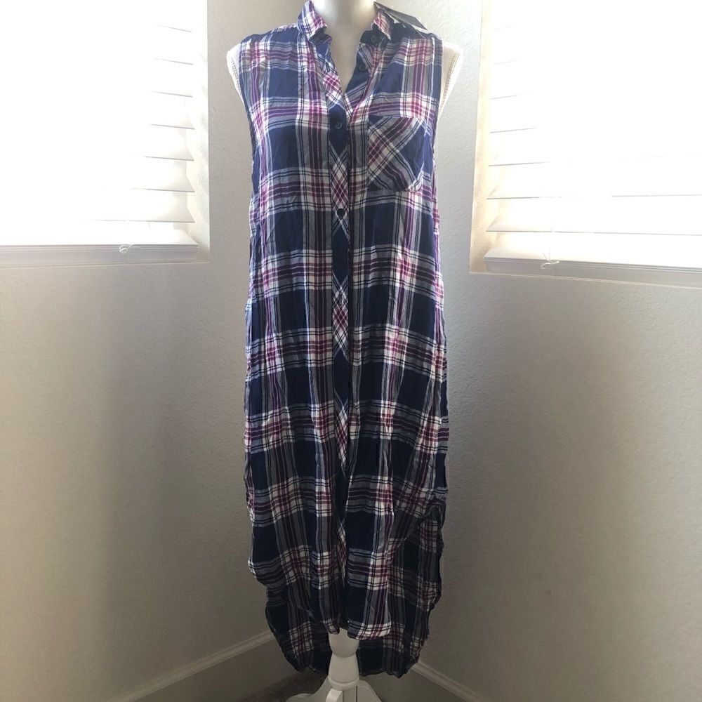 Rails Jordyn plaid tunic slit sides S NWT